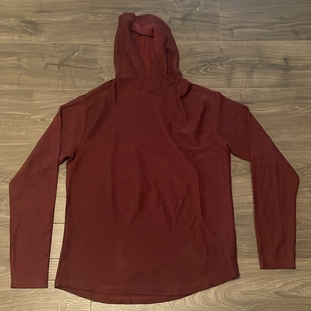 RDI  Maroon & Black Long Sleeve Light Hooded Pullover, Size Large